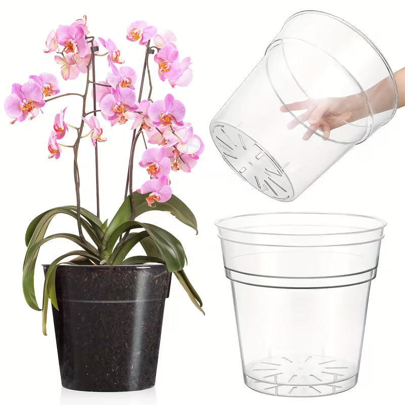 Clear Plant pots with Drainage Holes, Transparent