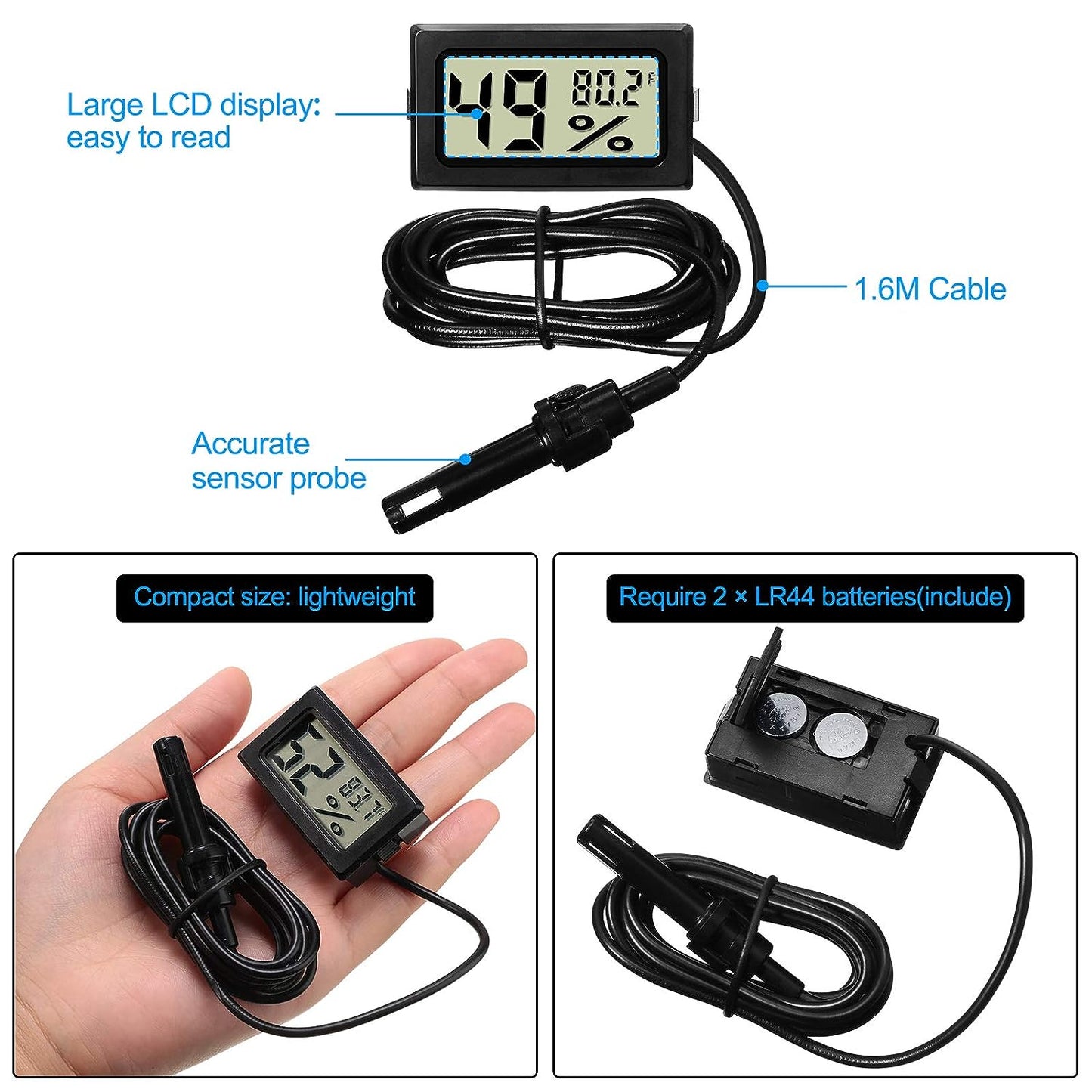 Mini Digital Thermometer Hygrometer with Probe