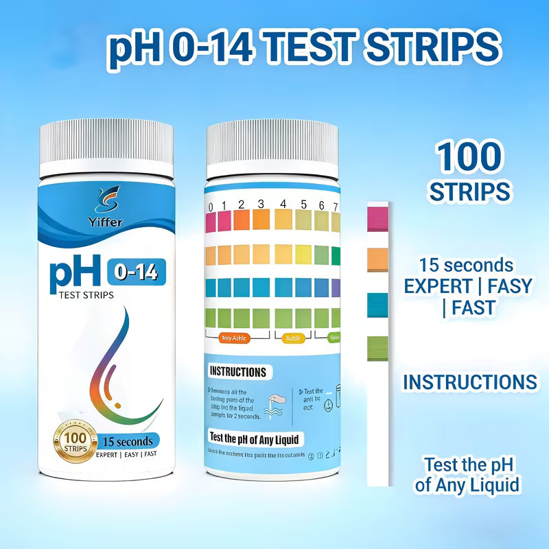 Yiffer 100pcs Ph Test Strips 0-14