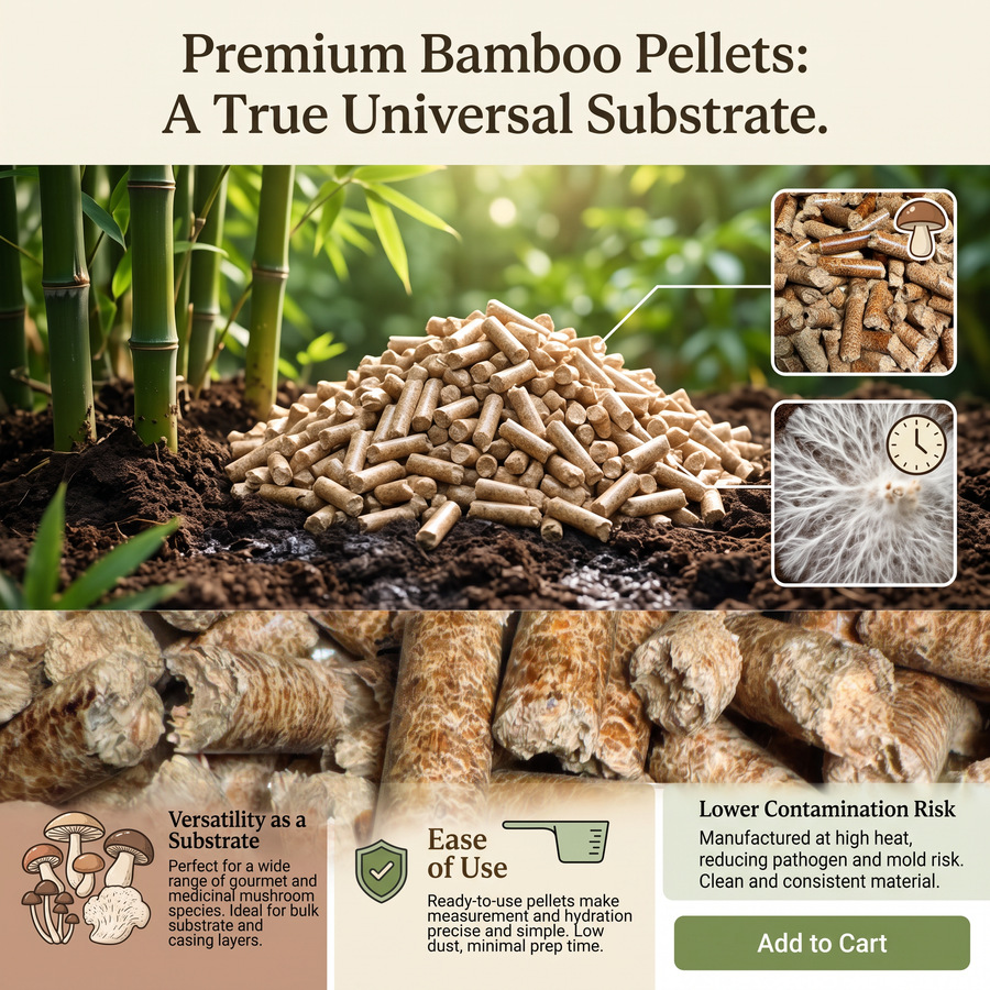 Premium Renewable Bamboo Wood Pellets - Universal Mushroom Substrate 20lb
