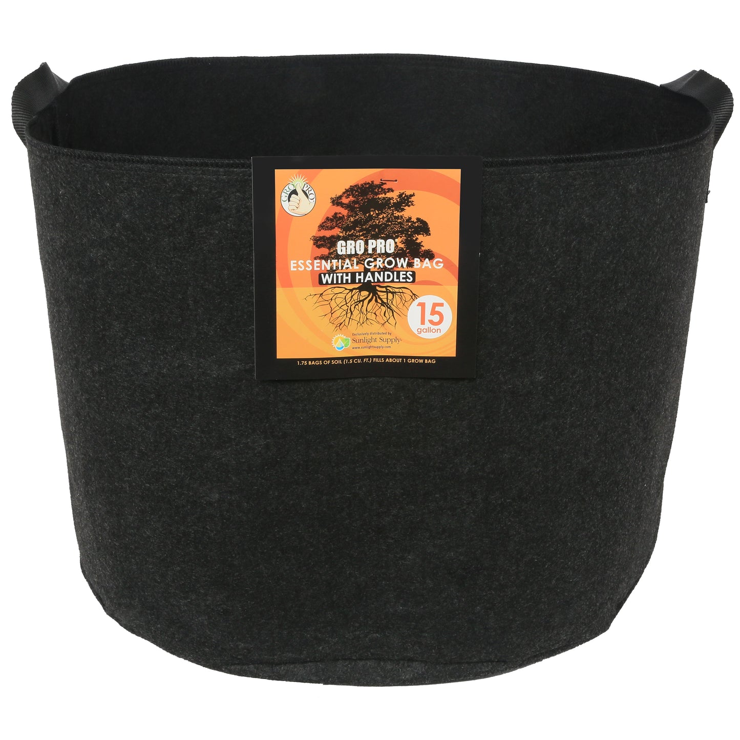 Gro Pro Essential Black Round Fabric Pot w/ Handles