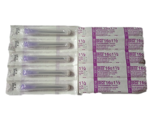 Sterile Syringe Needles 1.5" 16G (pack of 5)