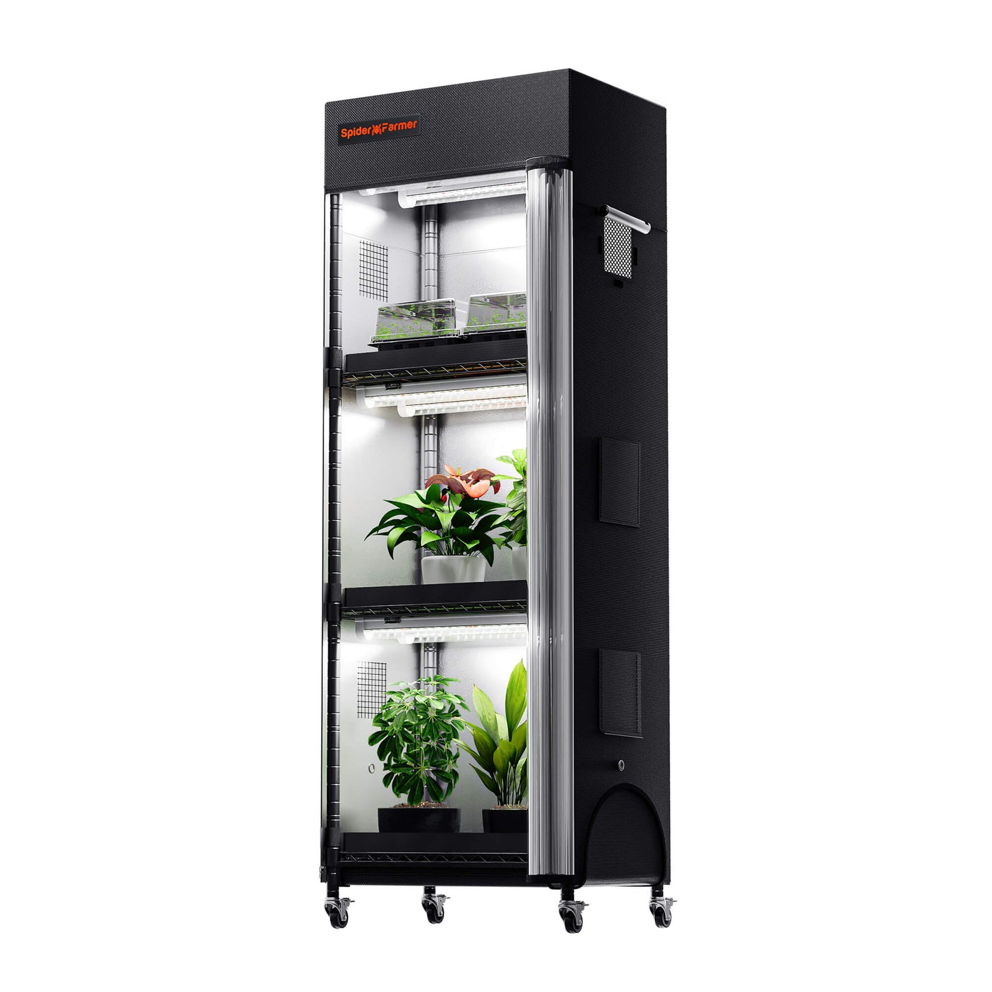 2025 Spider Farmer 4 Tier Plant Stand With Grow Lights 54W , Plant Shelf with Tent for Indoor Plant,Cloning and Greenhouse