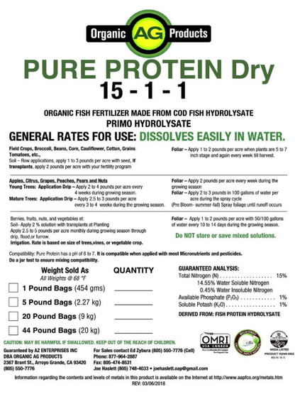 Pure Protein Dry - Organic Fish Aminos