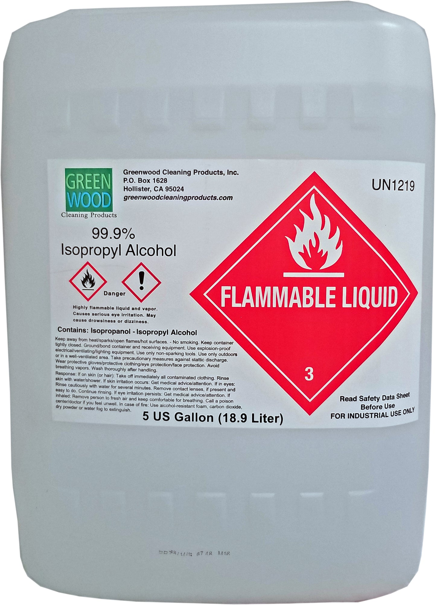 Isopropyl Alcohol, 99.9%, 5 gal pail
