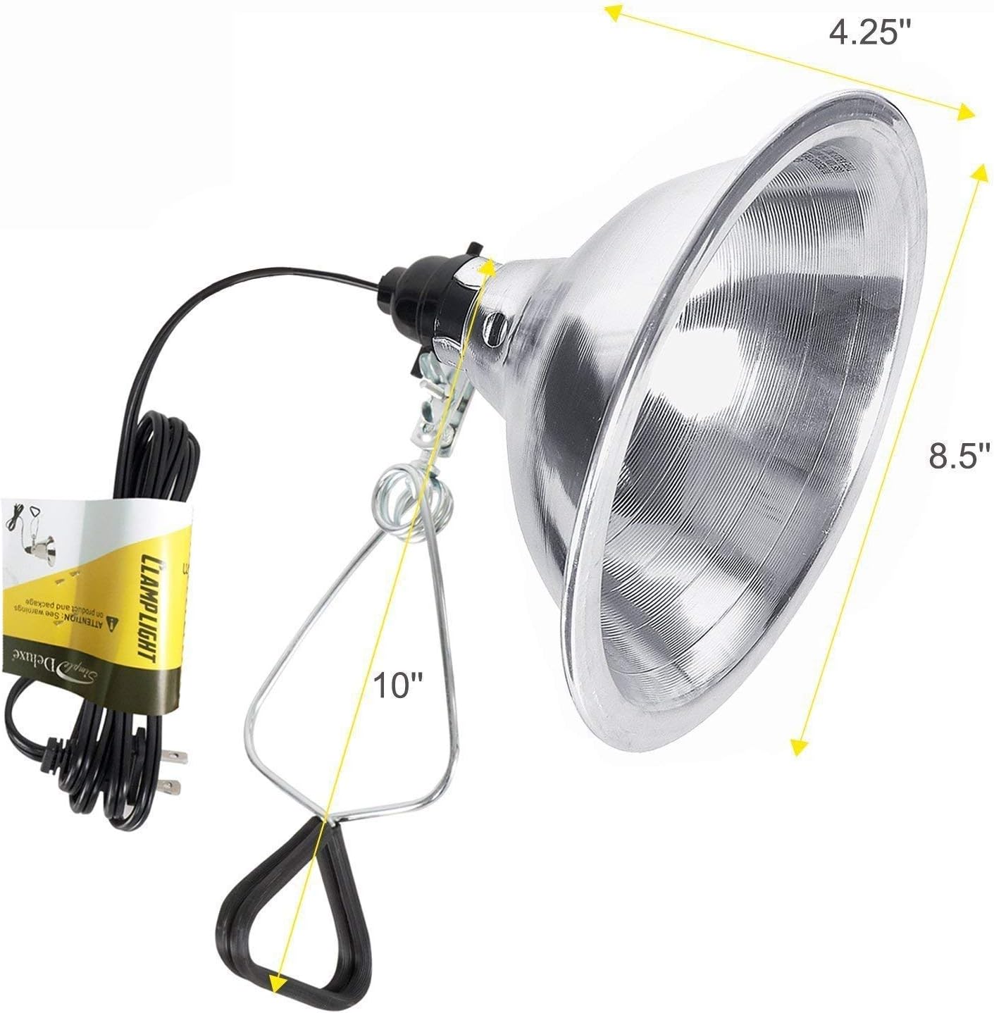 Simple Deluxe Clamp Lamp Light Socket with 8.5 Inch Aluminum Reflector, Suit for Max 150 Watt Lamp