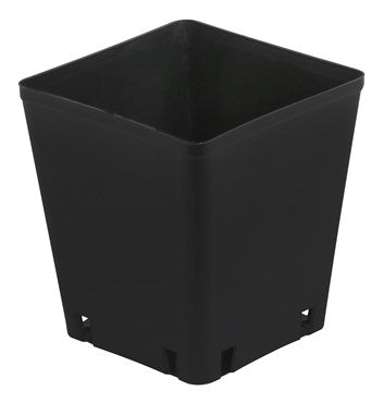 Gro Pro Injection Molded Plastic Pot - 5in x 5in x 5in - Square - Black