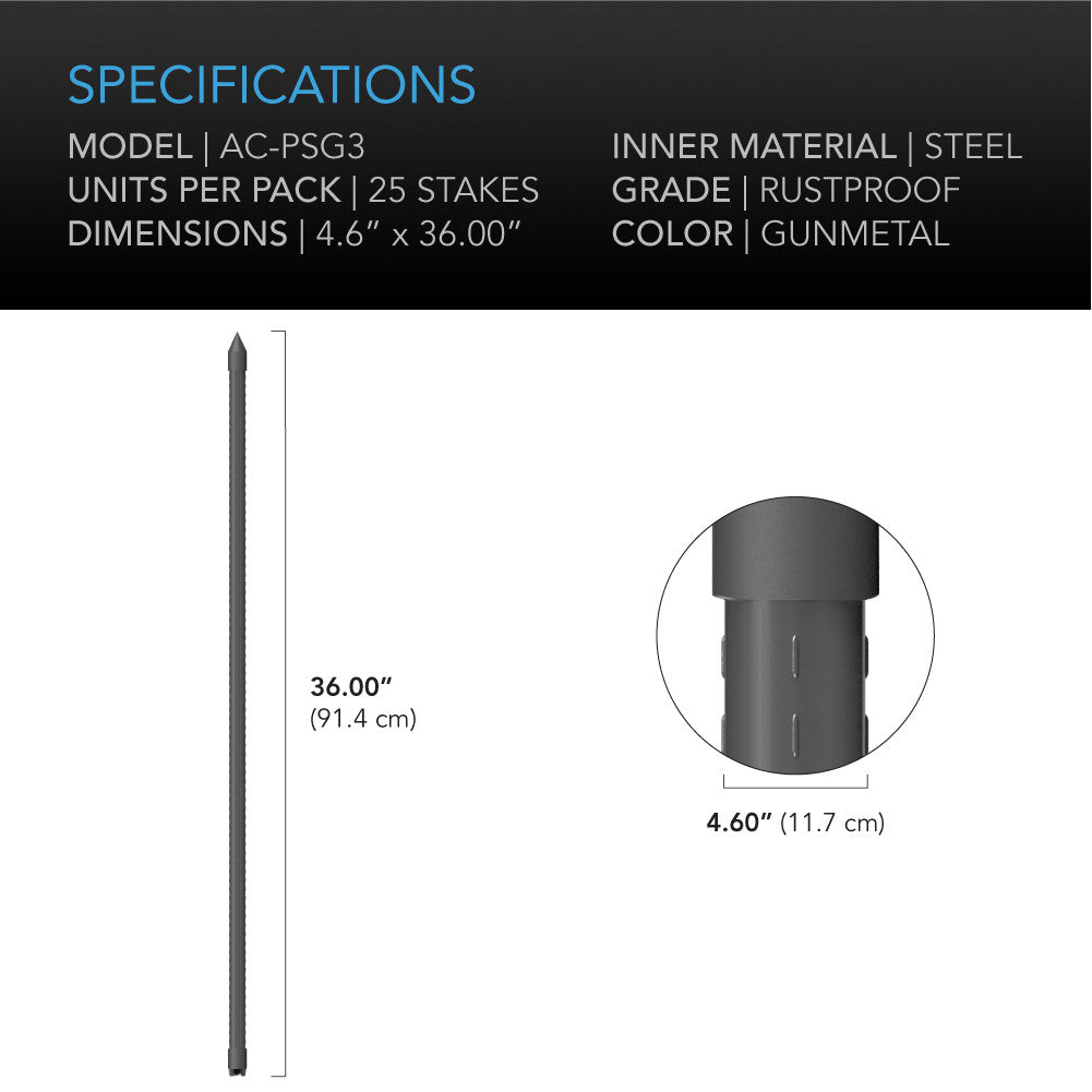 Garden Plant Stakes 3', Steel with UV Resistant Coating