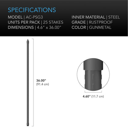 Garden Plant Stakes 3', Steel with UV Resistant Coating