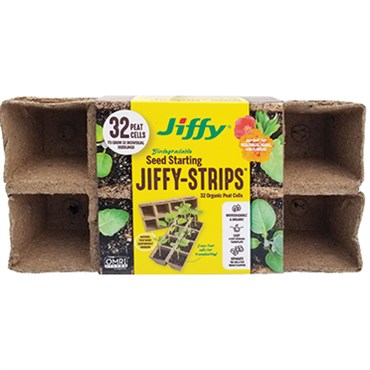 Jiffy® Jiffy-Strips® Peat Strips - 2.5in Square Strip of 8 Pots - 4pk - OMRI Listed®