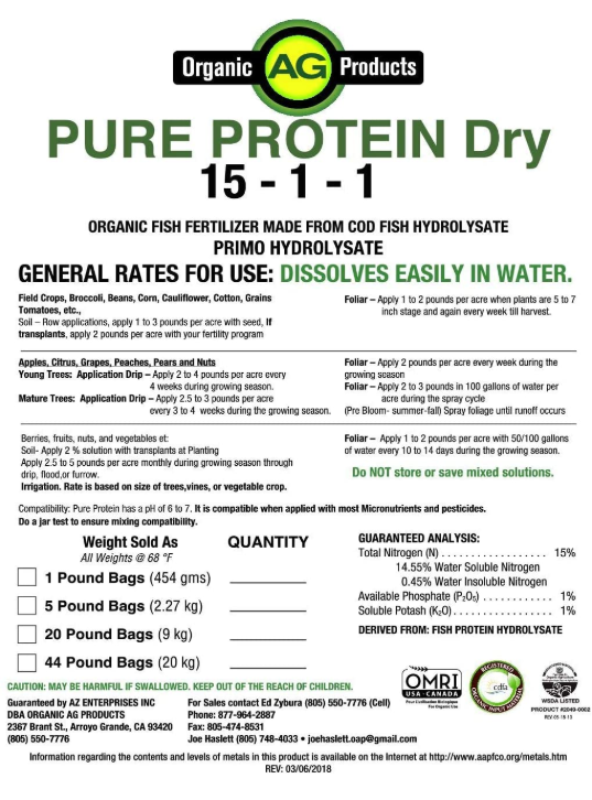 Pure Protein Dry - Organic Fish Aminos