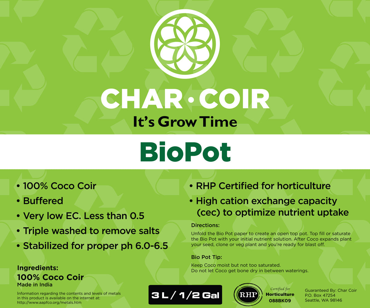 Char Coir BioPot, 3L (24/cs)