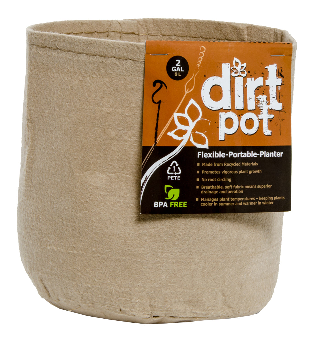 Dirt Pot Tan 2 Gallon (25/pk) (150/cs)