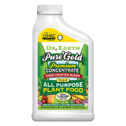 Dr. Earth Pure Gold All Purpose Plant Food 1-1-1 Concentrate 24oz